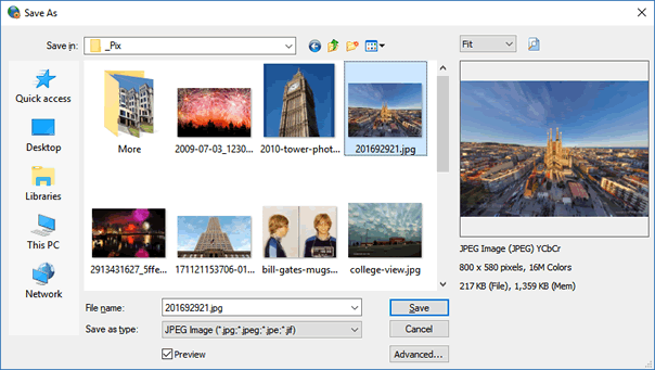 Save dialog with preview
