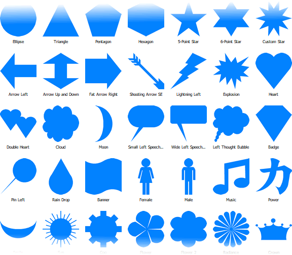 Over 100 built-in vector shapes